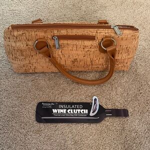 Insulated Wine Clutch Tote - Tan